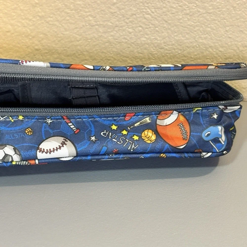 Sports Theme Pencil Case Zip Roomy by FlowFly Football Baseball Basketball Kids